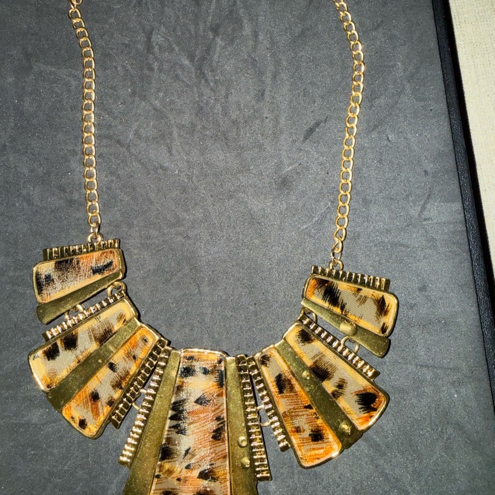 Tortoise Shell /Gold Statement Necklace - image 2